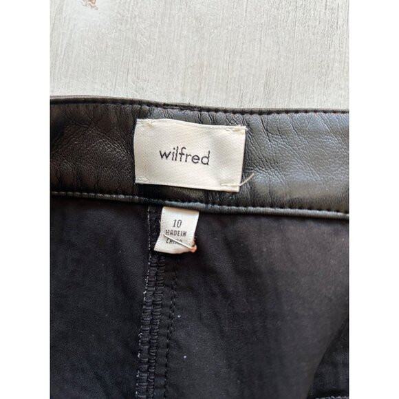 Wilfred Womens Black Faux Leather Pants SZ 10 High-Rise Straight-Leg With Pocket - Picture 7 of 12